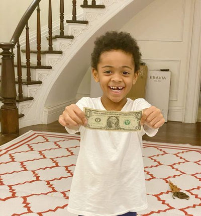 Fitz earned his first dollar from doing his very first chore!