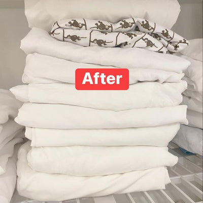 I know it’s not perfect but I finally figured out how to fold fitted sheets!!!